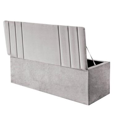 Imagem de Calçadeira Baú Recamier Estofada Cama De Casal 140cm Grécia Corino Cinza Claro- Mabe Magazine