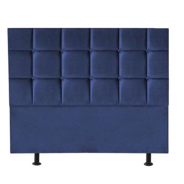 Imagem de Cabeceira Estofada Cama Box Casal Queen 160cm Espanha Corino Azul- Mabe Magazine
