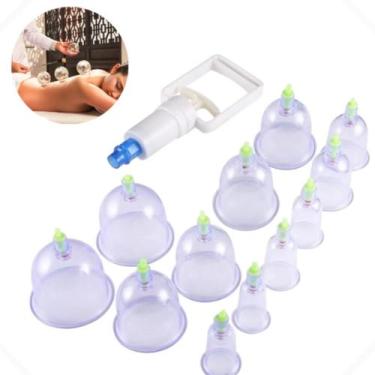 Imagem de 12 Copos Vácuo Terapia Sucção Ventosa Cupping Acupuntura Kit - Sweet H