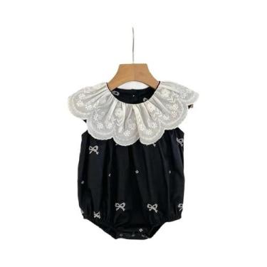 Imagem de Macacão De Algodão Para Bebê Menina Recém-Nascida 0-24M Com Gola Em Pé