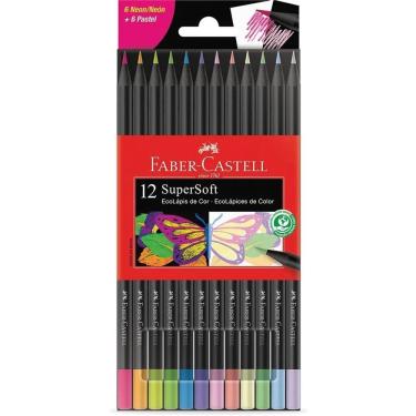 Imagem de Lapis de Cor EcoLapis SuperSoft 6 Neon 6 Tons Pasteis Faber Castell