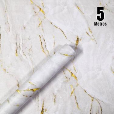 Imagem de Papel de Parede ROLO 5m x 45cm Premium Autoadesivo Mármore Texturizado