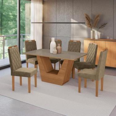 Imagem de Conjunto Sala De Jantar Verbana Kappesberg 6 Cadeiras Veludo Bege