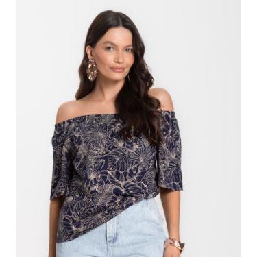 Imagem de Blusa Feminina Ciganinha Infinita Cor Azul, M, Azul