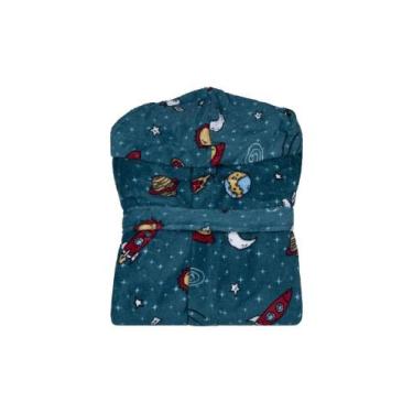 Imagem de Roupão Infantil Atlântica Sofisticata Astronauta Azul, U, 6 a 8