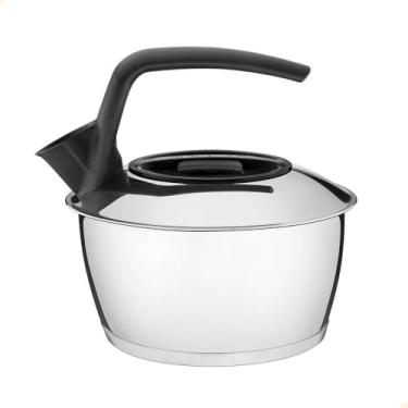 Imagem de Tramontina 61485160 Chaleira em Aço Inox com Fundo Triplo Cabo Preto 1.5L, Prata