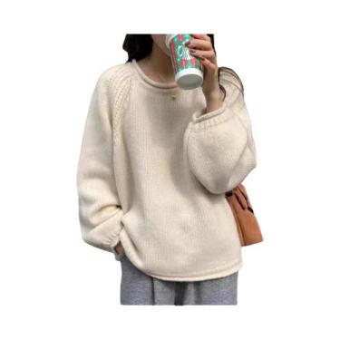 Imagem de Suéter Feminino De Tricô Quente E Macio De Manga Longa, Chique, Liso, 