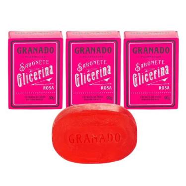 Imagem de Kit 3 Sabonete Granado Extrato de Rosa Antioxidante Glicerina Vegetal 