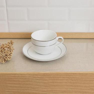 Imagem de 6 Xícaras de Chá Wolff de Porcelana com Pires Branco 220ml