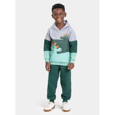 Imagem de Conjunto Inverno Menino Mescla Blusão com Capuz e Calça em Moletom Din