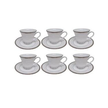 Imagem de Jogo de xícaras chá em porcelana Noritake Toorak Platinum 6 peças
