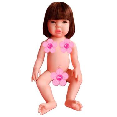 Imagem de Boneca Bebê Mamãe Reborn Cílios de verdade + Chupeta de Imã, Castanhos