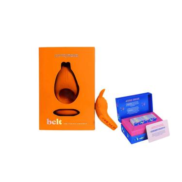 Imagem de Kit Pantynova – Anel Vibratório Belt Laranja + Baralho De Cartas Para Casal