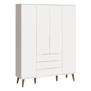 Imagem de Guarda Roupa Infantil Retrô Elfe Branco Acetinado Amadeirado - Reller 