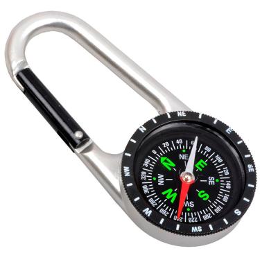 Imagem de Chaveiro Bússola Compacta Prateada – Ferramenta De Sobrevivência Para Camping, Trilha E Aventura