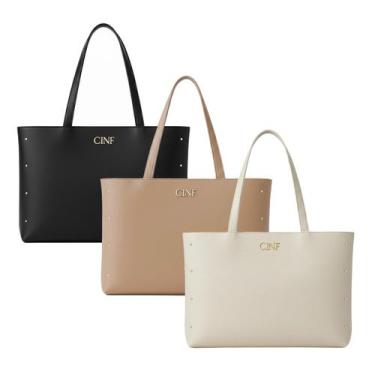 Imagem de Bolsa Feminina Sacola Grande Kit Com 3 Peças Universitária De Ombro - 