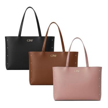 Imagem de Bolsa Feminina Sacola Grande Kit Com 3 Peças Universitária De Ombro - 