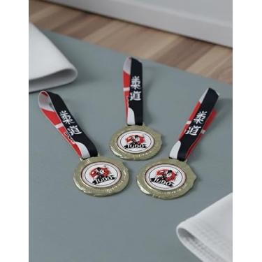 Imagem de Kit 5 Medalhas Para Judô Premiação De Campeão Torneio de Luta Com Cordão Premium Judô
