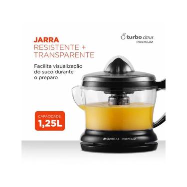 Imagem de Espremedor De Frutas E-02 Premium 30 W Motor Reversível Mondial Preto 110v