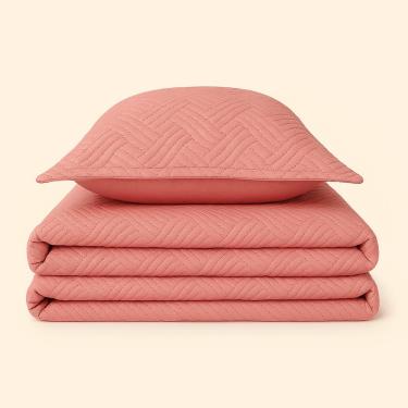 Imagem de Kit Colcha Bela Microfibra Rosa - A\CASA Kit Colcha Bela Microfibra Rosa Solteiro - A\CASA