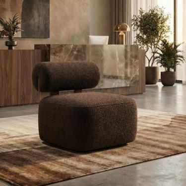 Imagem de Poltrona Decorativa Livi Sala Estar Boucle Marrom - Montanaris Decor -