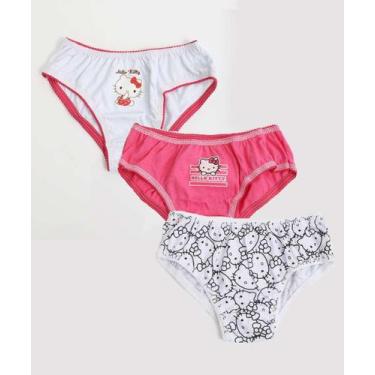 Imagem de Kit 3 Calcinhas Infantil Hello Kitty Tam 2 a 12 Rosa-85001, Rosa, Bran