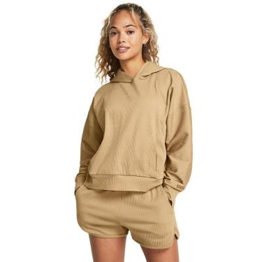 Imagem de Moletom de Treino Feminino Under Armour Rib Oversized M Bege-Feminino