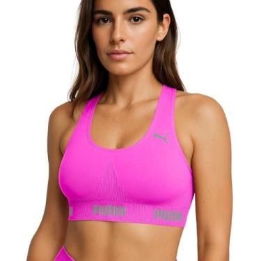Imagem de Top Puma Feminino Original Nadador Academia Fitness, Rosa, Cinza, m