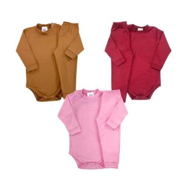Imagem de Kit 3 Conjuntos Térmicos Peluciado Body + Calça bebê - M - Fofotinhos,
