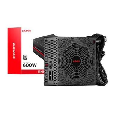 Imagem de Fonte Gamer Energia Alimentacao Pcyes Electra 600W Pfc Ativo, Bivolt