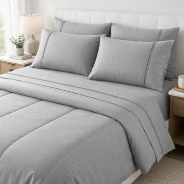 Imagem de Jogo Lençol Casal 600 Fios Algodão Egipcios 4 Peças - Rafaloro, Cinza 