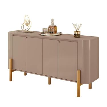 Imagem de Aparador Buffet Imbassai Sala 4 Portas Pés Madeira Maciça