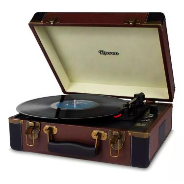 Imagem de Vitrola Raveo Volare Toca-Discos USB Reproduz e Grava 33 1/3, 45 e 78 RPM Marrom Bivolt
