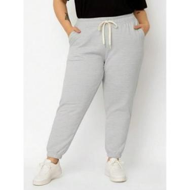 Imagem de Calça de Moletom Feminina Plus Size Jogger Tecido Flanelado com Bolso Cinza-Feminino