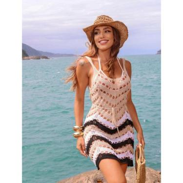 Imagem de Vestido Saida de Praia Sunset Tricot - Solaris, Areia, Único 36/42