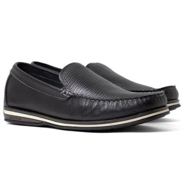 Imagem de Sapato Mocassim Masculino Democrata Ted Casual Couro Conforto, Preto, 