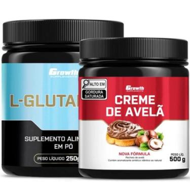 Imagem de Glutamina Pura 250g + Creme Avelã Fit 500g Growth Supplement