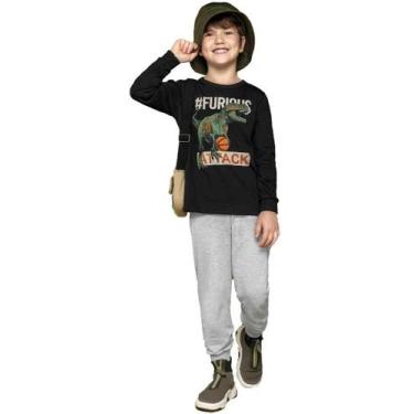 Imagem de Conjunto Infantil Moletom Inverno Menino Inverno Dinossauro - anjo da 
