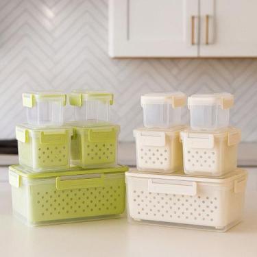 Imagem de Kit 5 Potes Plástico Organizador Alimentos Conserva Cesto Guarda Vasil