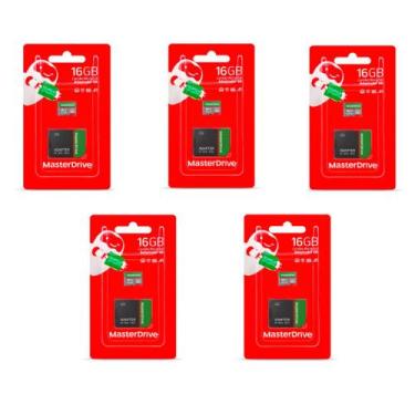 Imagem de Kit com 5 unidades de cartão de memoria 16gb masterdrive USB 2.0 Class