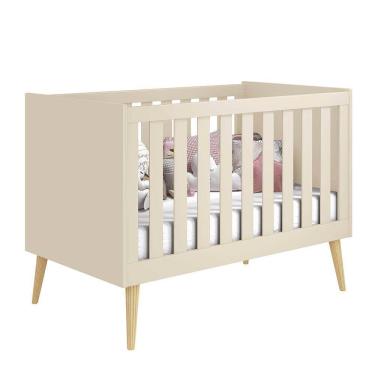 Imagem de Berço Mini Cama Noah com Pés em Madeira Natural - Areia