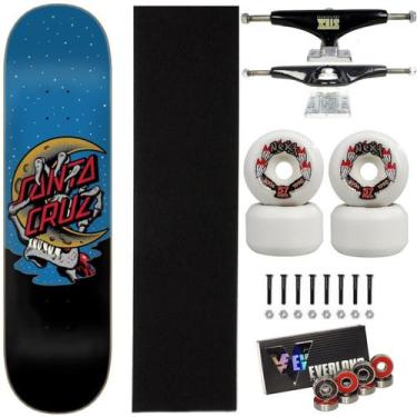 Imagem de Skate Santa Cruz Montado 8.0 Caveira Stick 139mm Next 57mm Cor:AzulTam