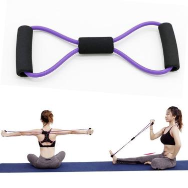 Imagem de Extensor Elástico BSL3075 Formato de Oito para Yoga Pilates e Musculação Roxo AB Mídia