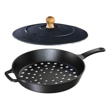 Imagem de Frigideira Grill Furada 92586-LB Ferro Fundido 30cm para Churrasqueira