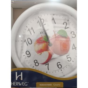 Imagem de Relógio de parede analógico dcorativo frutas mecanismo step herweg bra