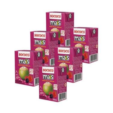 Imagem de Água De Coco Sococo Sabor Frutas Vermelhas 200ml - Kit Com 6