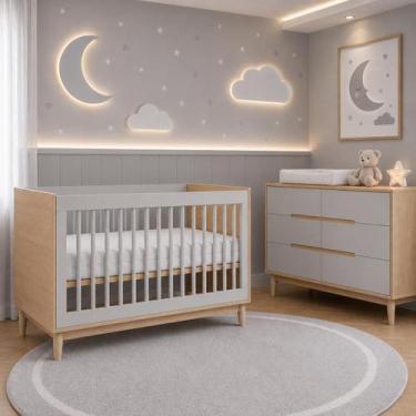 Imagem de Berço Americano 2 em 1 vira Mini Cama e Cômoda 6 gavetas Linha Tomi Ac
