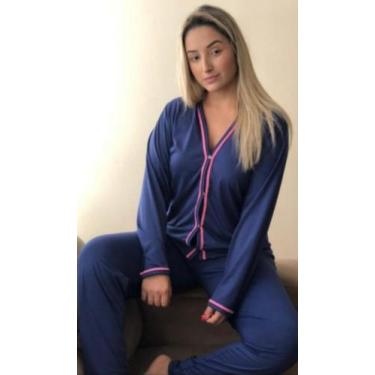 Imagem de Pijama de frio americano aberto com botões, cirurgico amamentar gestaç