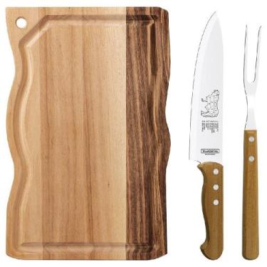 Imagem de Kit Para Churrasco Com Cabos em Madeira e 3 Peças (22398/001) - Tramon