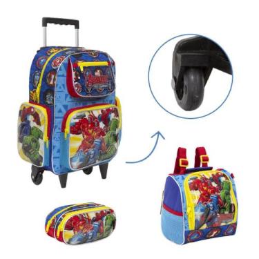 Imagem de Kit Mochila Infantil Rodinha Avengers Reforçada Passeio - Toys 2U